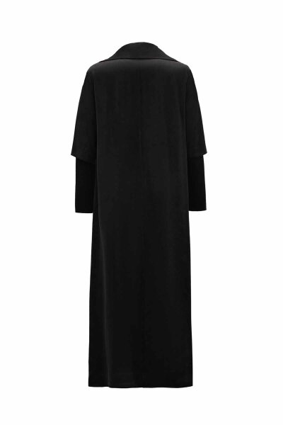 T26K-4006 Yakası Fermuarlı Cupro Elbise BLACK - MISS DALIDA (1)