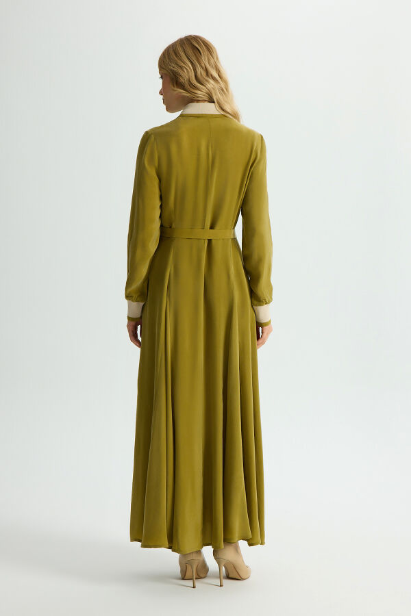 Knitted Cupro Dress with Collar and Wrists - 2