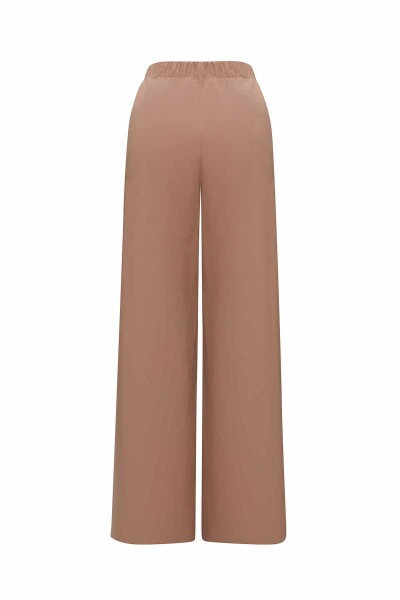 Yanları Düğmeli Pamuklu Bol Paça Pantolon - 3
