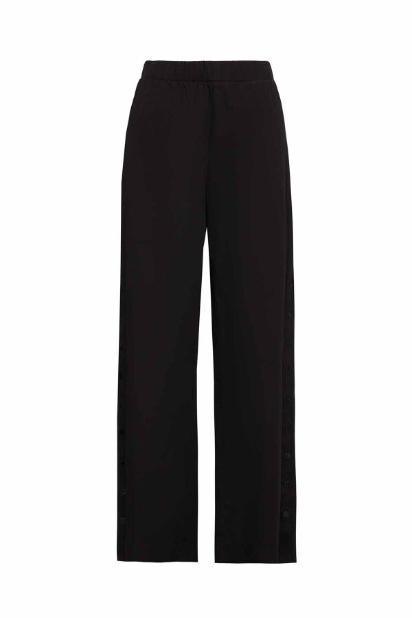 Yanları Düğmeli Pamuklu Bol Paça Pantolon - 7