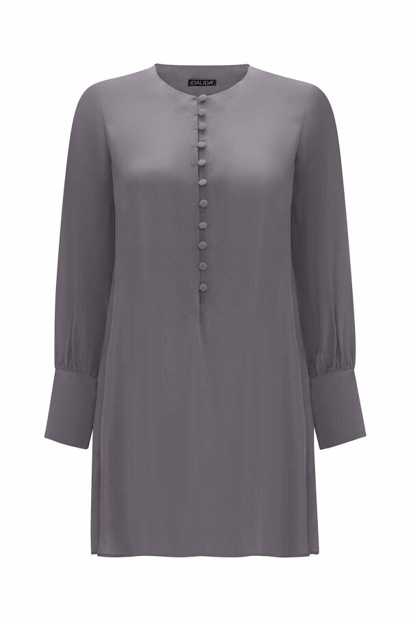 Yuvarlak Yaka Brit Detaylı Tunik - 9