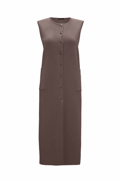 Yuvarlak Yaka Çıtçıtlı Triko Vizon Yelek 