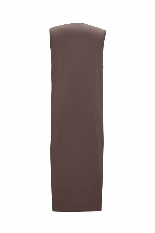 Yuvarlak Yaka Çıtçıtlı Triko Vizon Yelek - 2