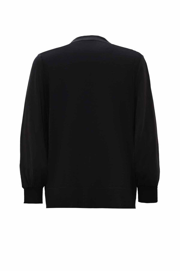 T26K-8200 Yuvarlak Yaka Fermuarlı Düz Renk Kap BLACK - 2