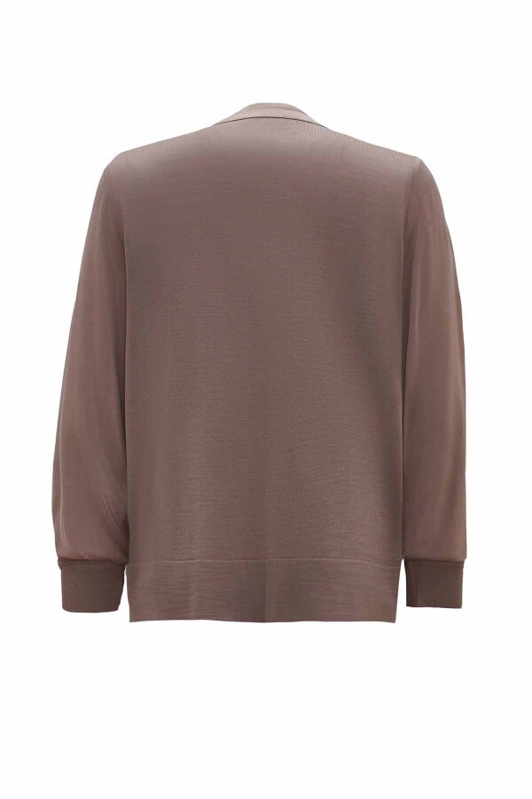 T26K-8200 Yuvarlak Yaka Fermuarlı Düz Renk Kap CAPRI-MINK - 4