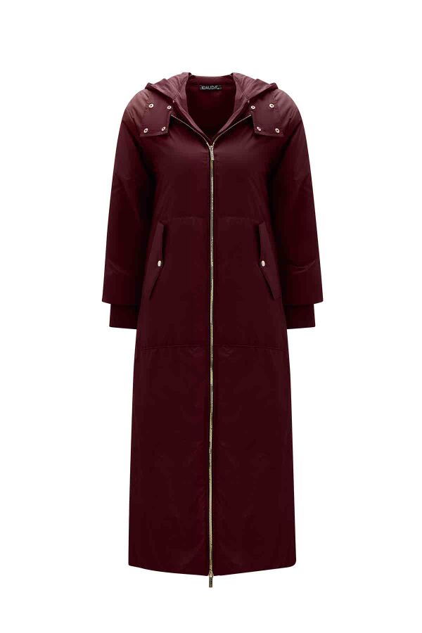 Zipped Long Burgundy Coat - 2