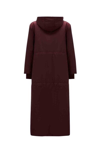Zipped Long Burgundy Coat - 5