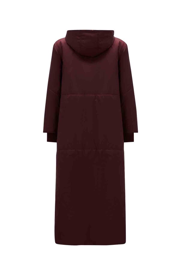 Zipped Long Burgundy Coat - 5