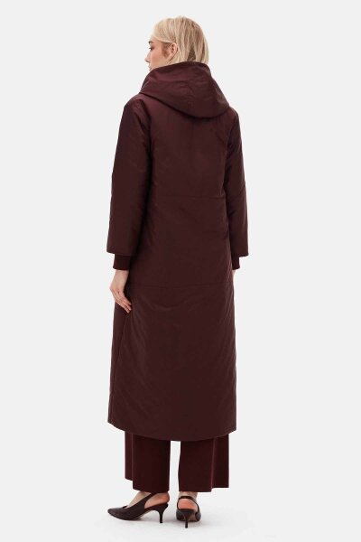 Zipped Long Burgundy Coat - 3