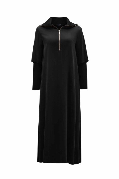 Cupro Dress with Zippered Collar - 1