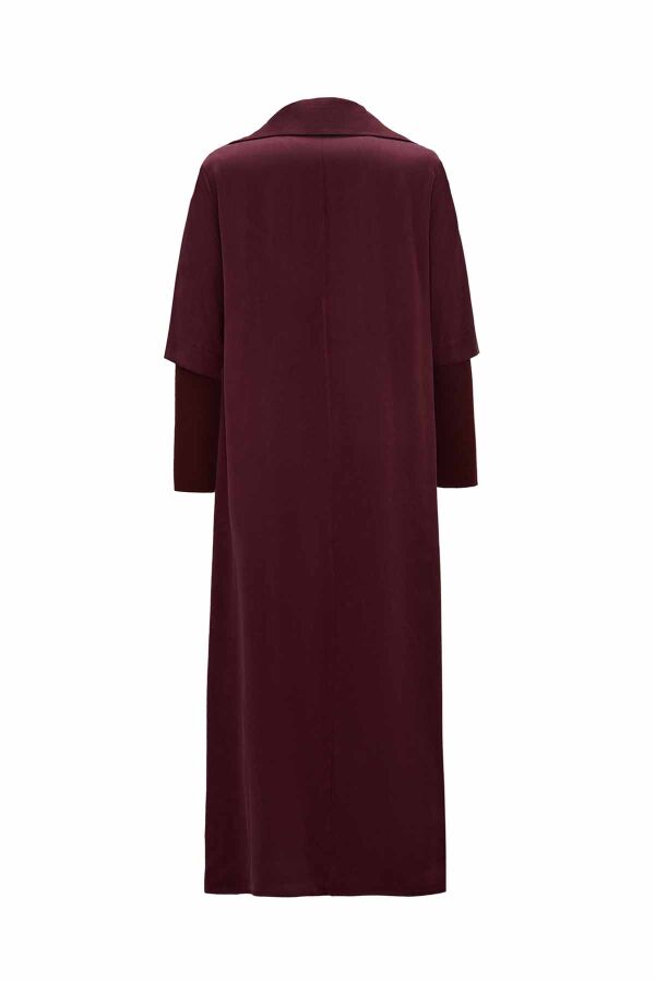 Zipper Collar Cupro Burgundy Dress - 2