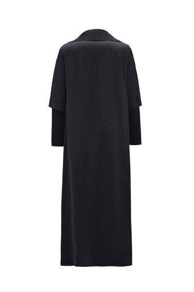 Zipper Collar Cupro Dark Grey Dress - 2