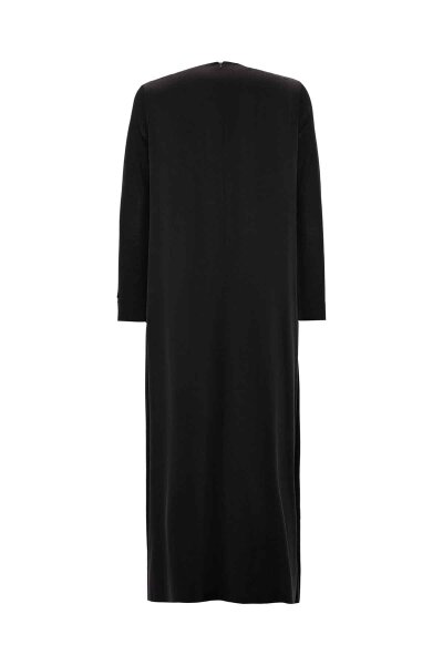 Zipper Detailed Black Cupro Dress - 2