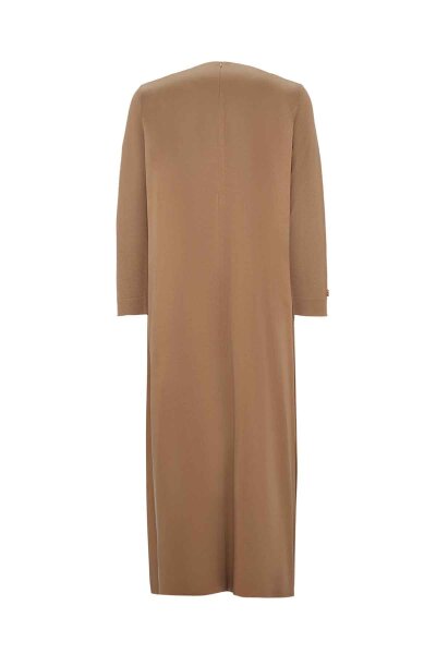 Zipper Detailed Camel Cupro Dress - 2
