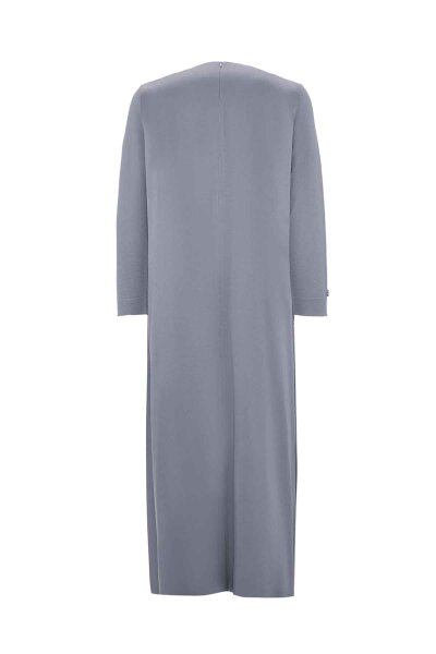 Zipper Detailed Light Grey Cupro Dress - 2