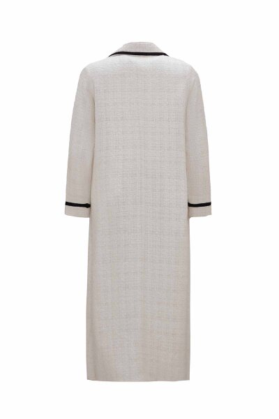 Zippered Long Ecru Tweed Jacket - 4